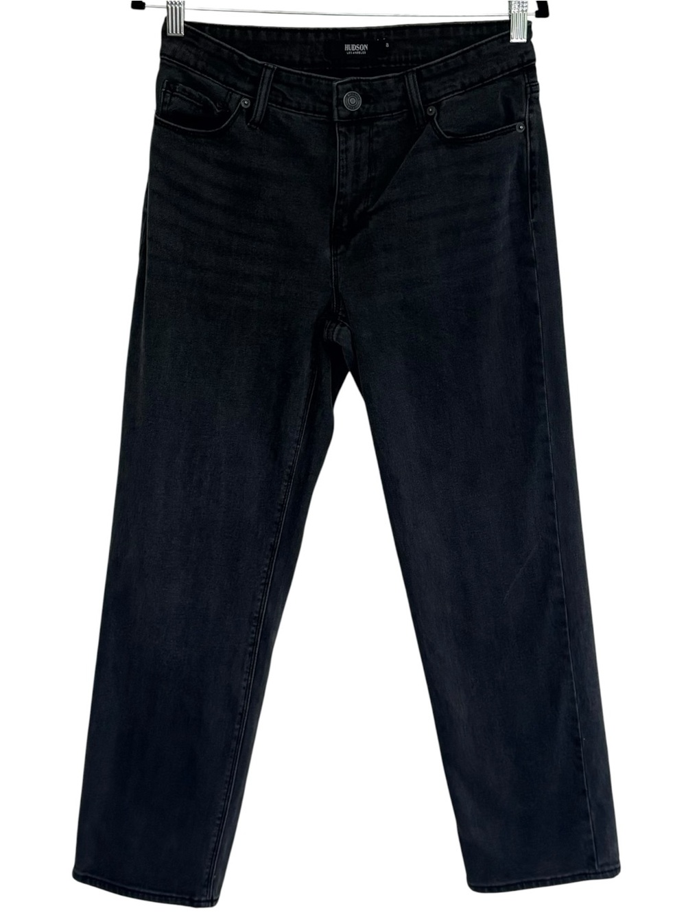 HUDSON Black Straight Leg Jeans Womens Size 8 High Rise Stretch Denim